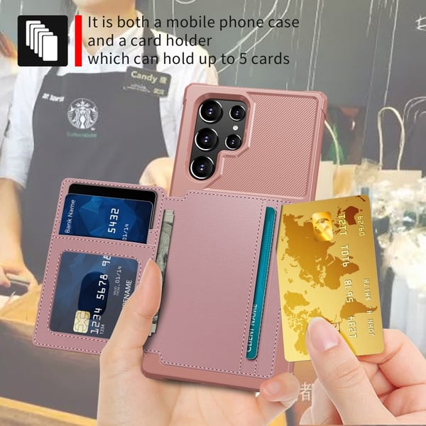 Samsung Galaxy S22 Ultra Skal Med Magnetisk Plånbok Roséguld