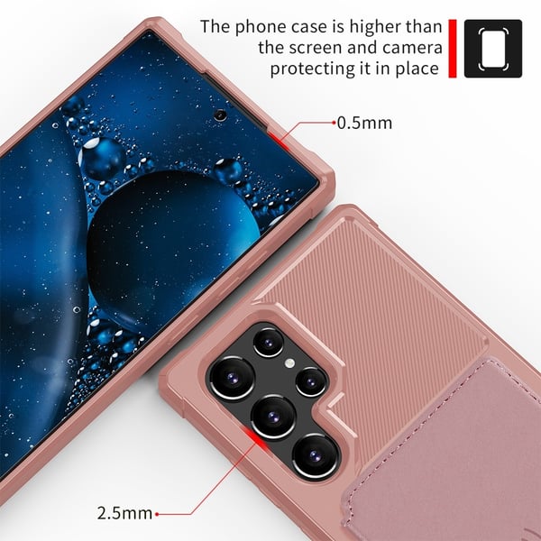 Samsung Galaxy S22 Ultra Skal Med Magnetisk Plånbok Roséguld