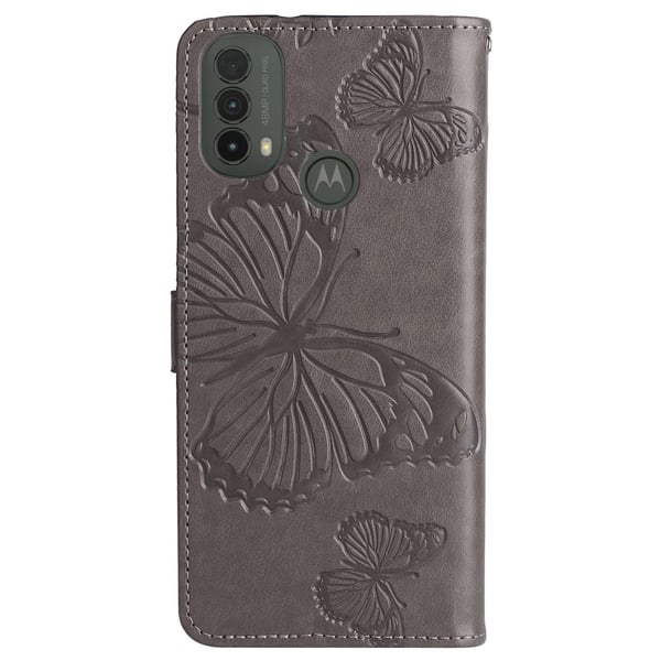 Motorola Moto E20 / E40 Fodral Fjäril Tryck Grå