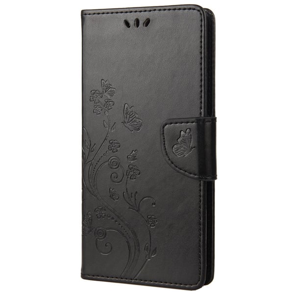 Motorola Moto E20 / E40 Fodral Tryckt Fjäril Textur Svart