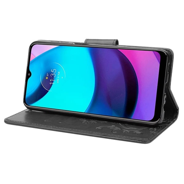 Motorola Moto E20 / E40 Fodral Tryckt Fjäril Textur Svart