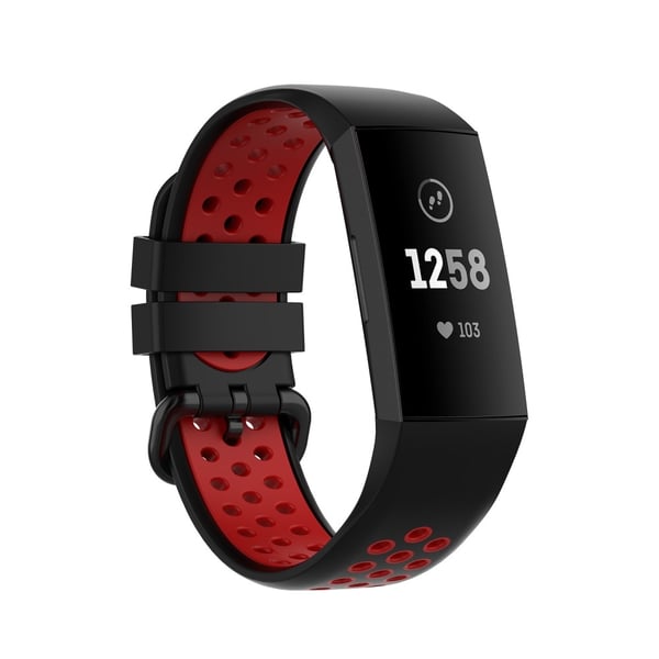 Fitbit Charge 4/3 Silikon Träningsarmband Svart/Röd Fitbit Charge 4/3 Silikon Träningsarmband Svart/Röd