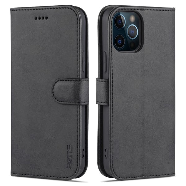 AZNS iPhone 12 Pro Max Fodral Läder Svart