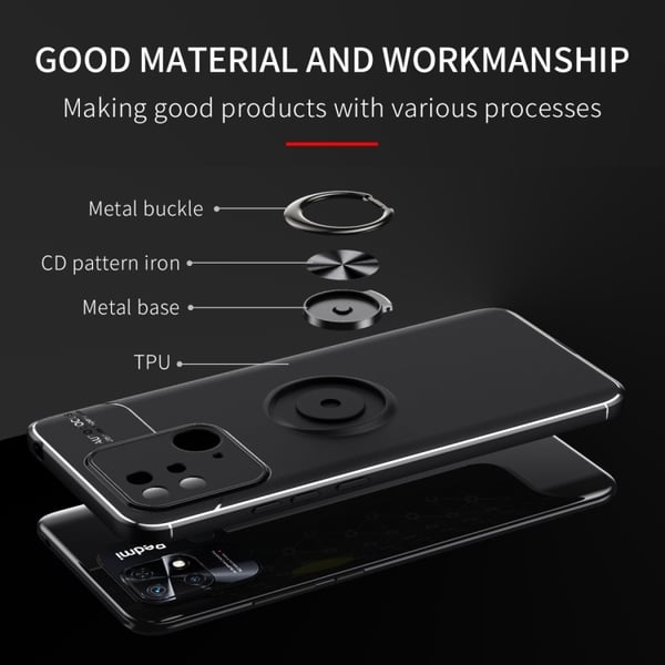 Xiaomi Redmi 10C Skal Ring Svart/Röd