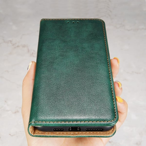 Xiaomi Redmi 9C Fodral Flip Läder Mörk Grön