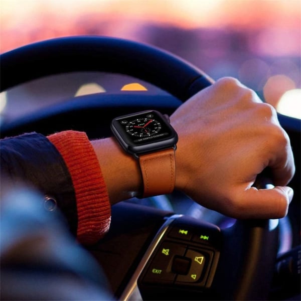 Tech-Protect Äkta Läder Armband Apple Watch 42/44/45/46/49 mm Brun
