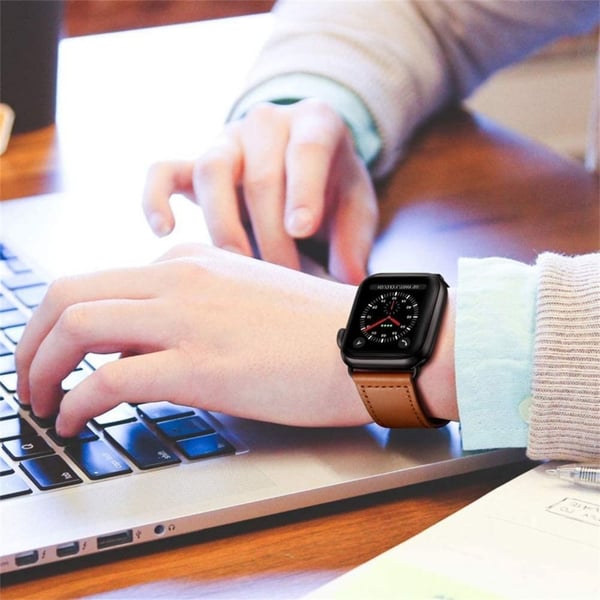 Tech-Protect Äkta Läder Armband Apple Watch 42/44/45/46/49 mm Brun