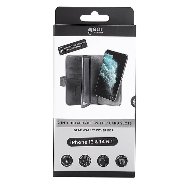 GEAR iPhone 15/14/13 Fodral Flerfack 2in1 Magnet MagSafe Svart