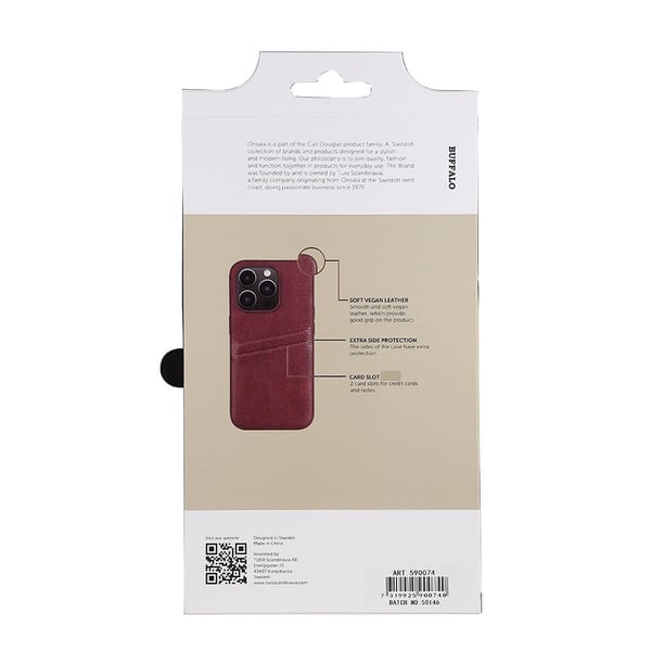 Buffalo iPhone 14 Pro Skal Läder Med 2 Kortfack Brun
