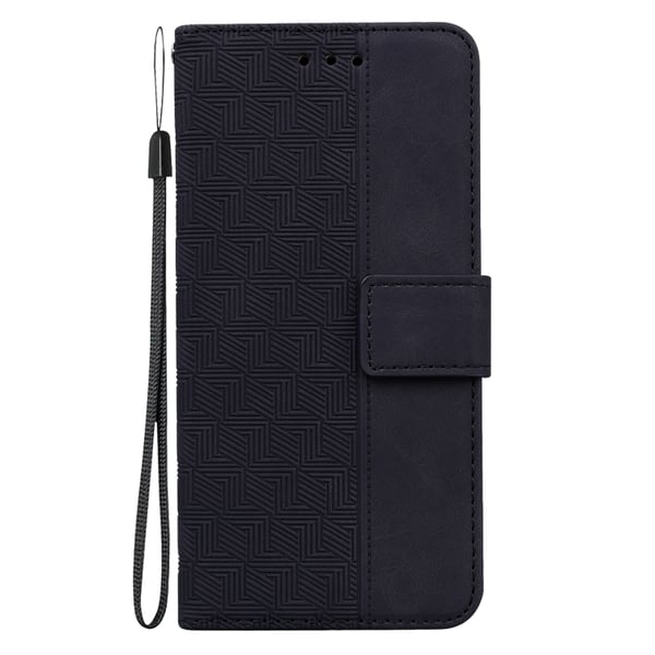 iPhone 14 Pro Max Fodral Geometrisk Läder Svart