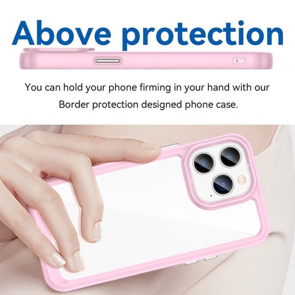 iPhone 14 Pro Max Skal Akryl/TPU Transparent/Rosa