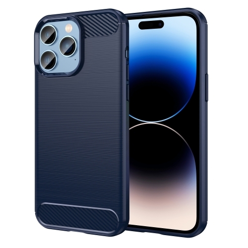 iPhone 14 Pro Max Skal Borstad Stål Textur Blå