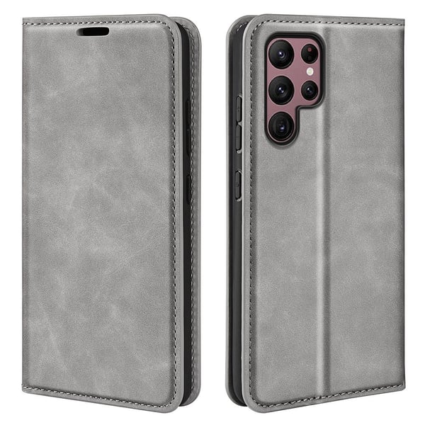 Samsung Galaxy S23 Ultra Fodral Flip Skin Touch Grå