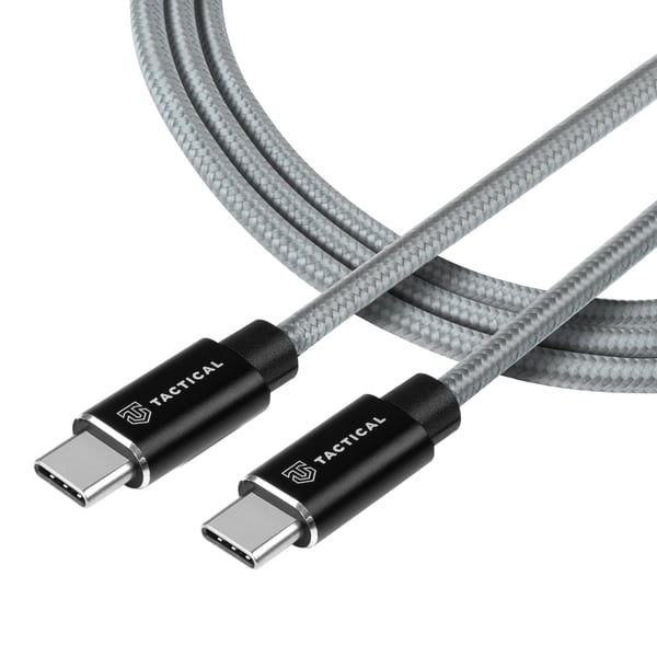 Tactical 30cm 100W 5A USB-C/USB-C Laddkabel Nylon Grå