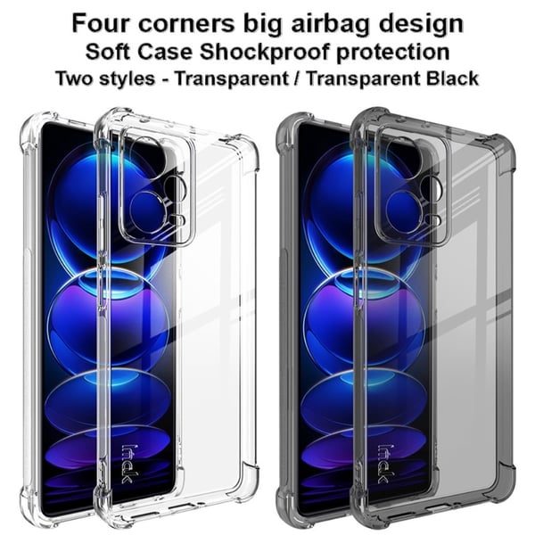 IMAK Xiaomi Redmi Note 12 Pro 5G Skal Shockproof TPU Tonad Svart