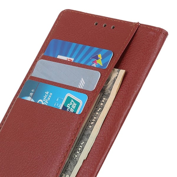 Xiaomi Redmi 12C 4G Fodral Läder Litchi Textur Brun