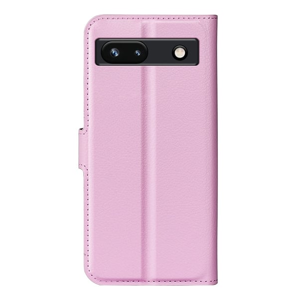Google Pixel 7A Fodral Litchi Textur Läder Ljus Rosa