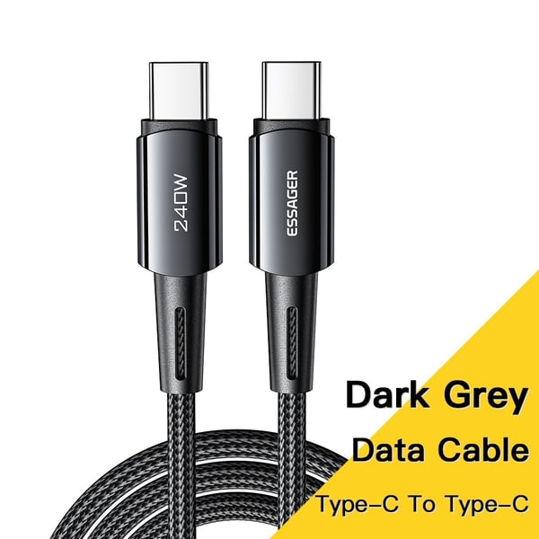 ESSAGER 1m 240W PD USB-C - USB-C Nylonkabel Svart