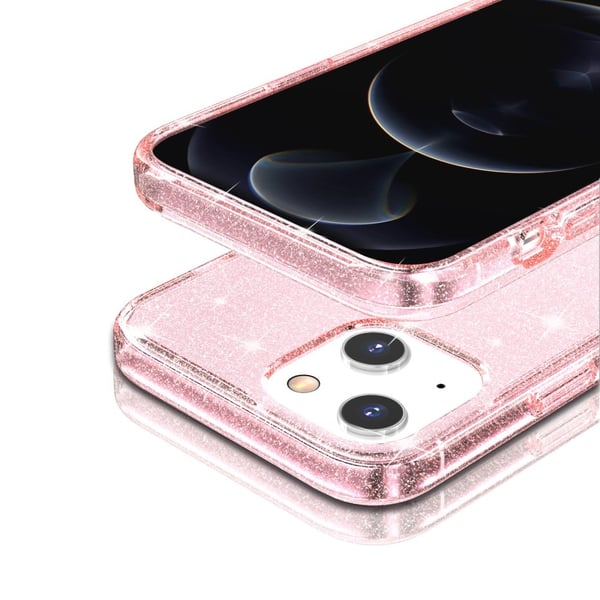 iPhone 15 Skal Hybrid Glitter Rosa