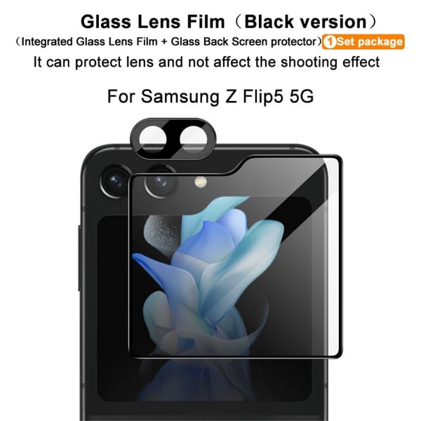 IMAK Galaxy Z Flip 5 Skärmskydd/Linsskydd Härdat Glas Svart