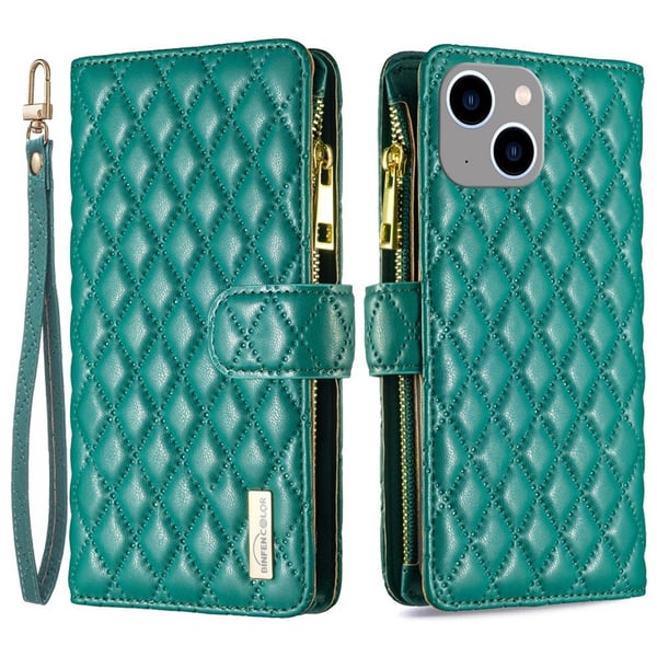 BINFEN iPhone 15 Plus Fodral Diamond Multifunktionell Grön