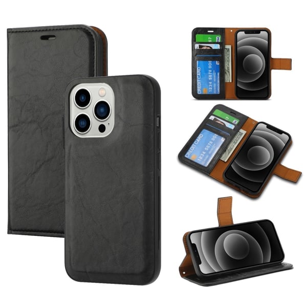 iPhone 15 Plus 2in1 Magnet Fodral Crazy Horse Svart iPhone 15 Plus 2in1 Magnet Fodral Crazy Horse Svart