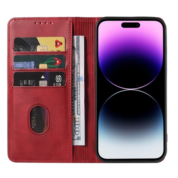 iPhone 15 Pro Max Fodral Flip Läder Röd