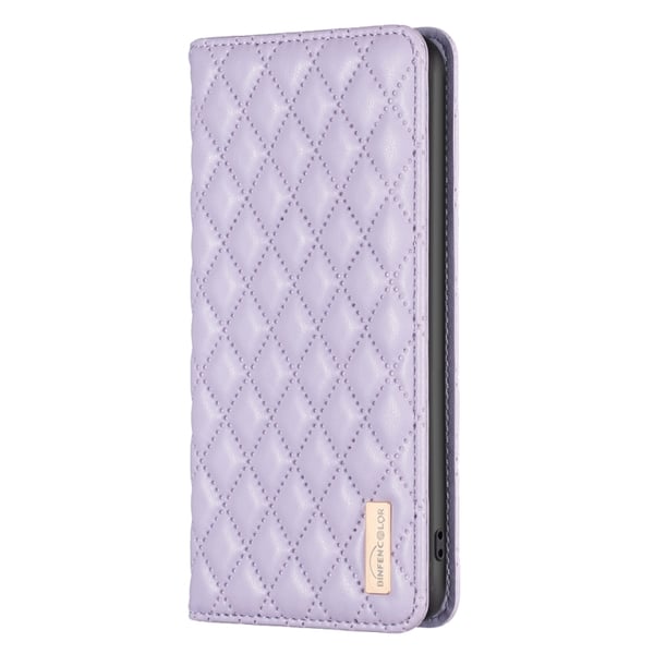 BINFEN iPhone 15 Pro Max Fodral Diamond Flip Läder Lila