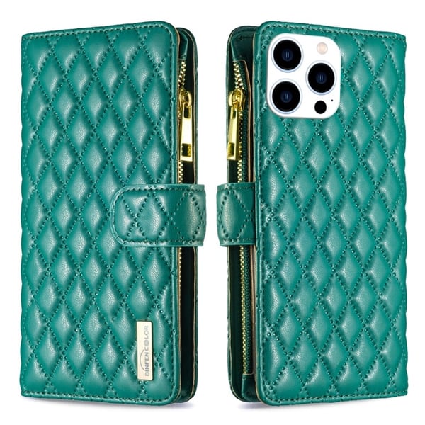 BINFEN iPhone 15 Pro Fodral Diamond Multifunktionell Grön