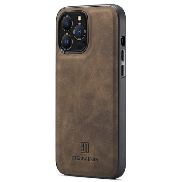 DG.MING iPhone 14 Pro Skal Läderbelagt Mörk Brun