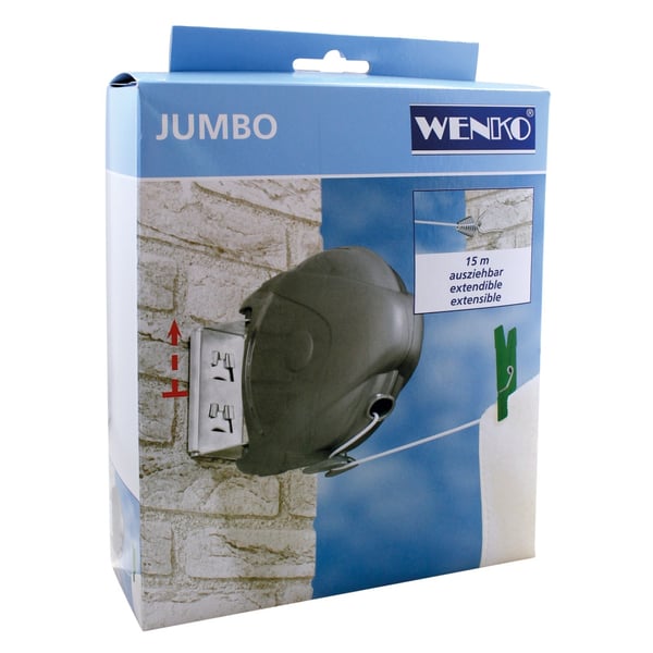 Wenko Jumbo Udtrækkelig Tørresnor 15M