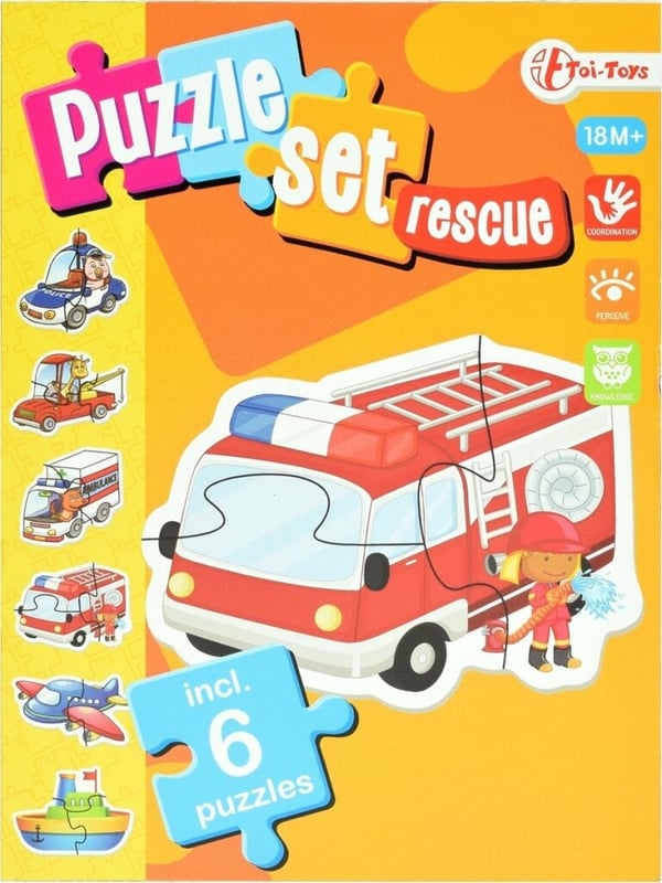 Toi-toys palapelisetti, lasten, hätäpalvelut, 15 palaa, pahvi