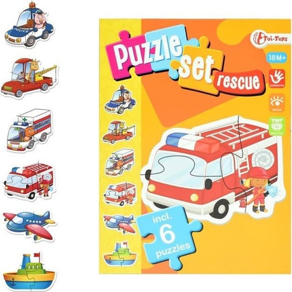 Toi-toys puslespilsæt med nødtjenester, junior, pap, 15 brikker