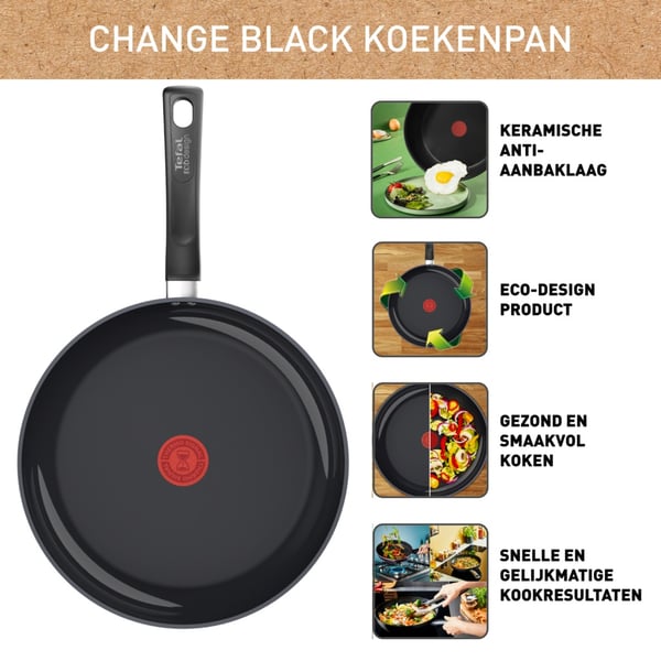 Tefal C47604 Change Sort Keramisk Stegepande 24 cm Sort