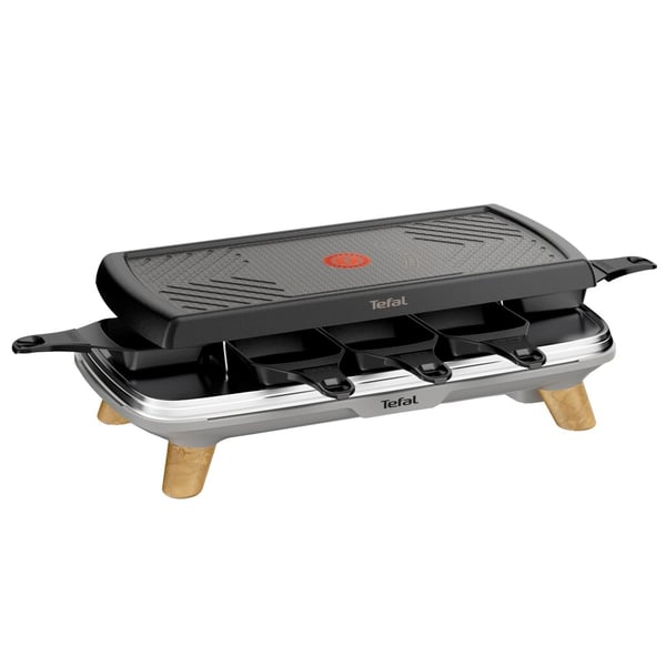 Tefal RE610D 3-i-1 8-personers raclette sort/rustfrit stål/træ