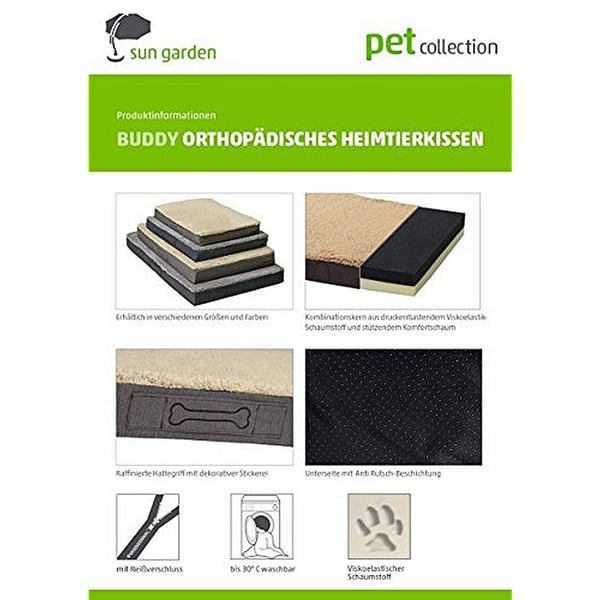 Sun Garden Buddy -ortopedinen koirantyyny 72x50x8cm vaaleanharmaa/kirjava