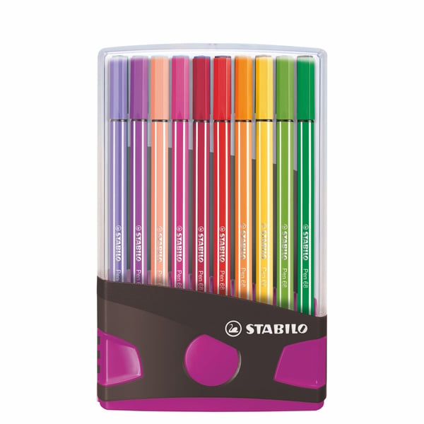 Stabilo penna 68 i 20 färger antracit/rosa