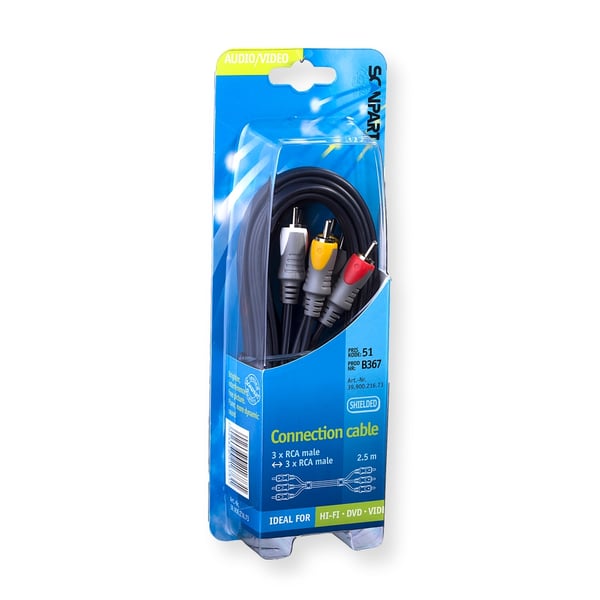 Scanpart-liitäntäkaapeli 3 tulppaa (m) - (m) 2,5 m