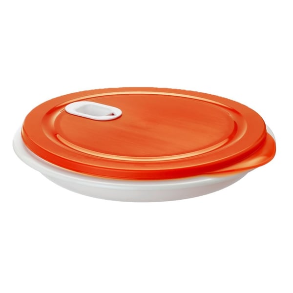 Rotho Micro Clever Mikrovågsugnstallrik 1,2L 26x4,8 cm Papayaröd/Vit
