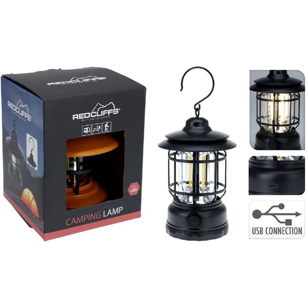 Redcliffs Campinglampe USB Genopladelig Sort Redcliffs Campinglampe USB Genopladelig Sort