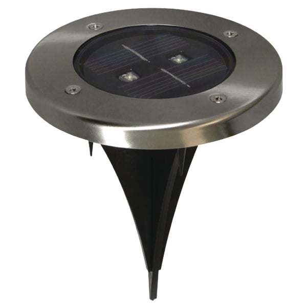 Ranex Ra-5000389 Rund LED Solcelledrevet Jordspot Børstet Rustfrit Stål Glas