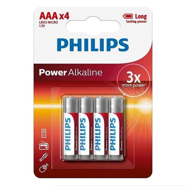 Philips AAA alkaliske batterier 4 stk.