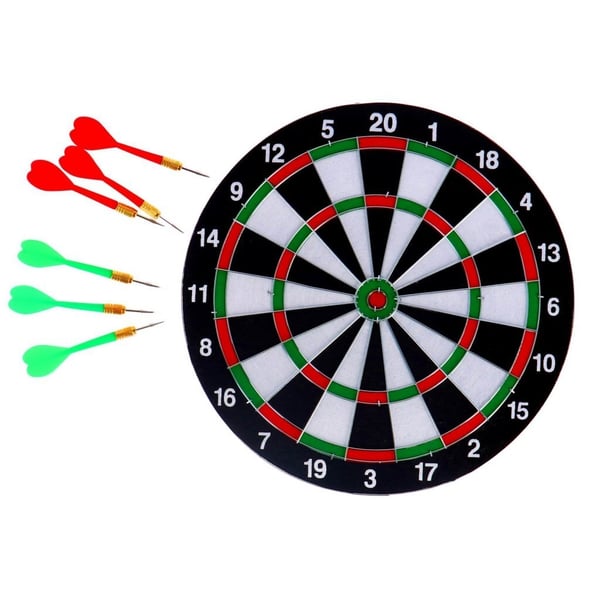 Dobbeltsidet dartskive + 6 pile 37 cm