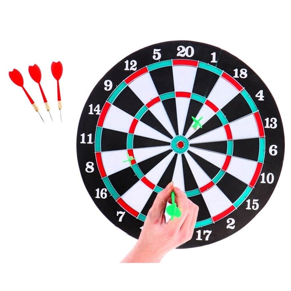 Dobbeltsidet dartskive + 6 pile 37 cm