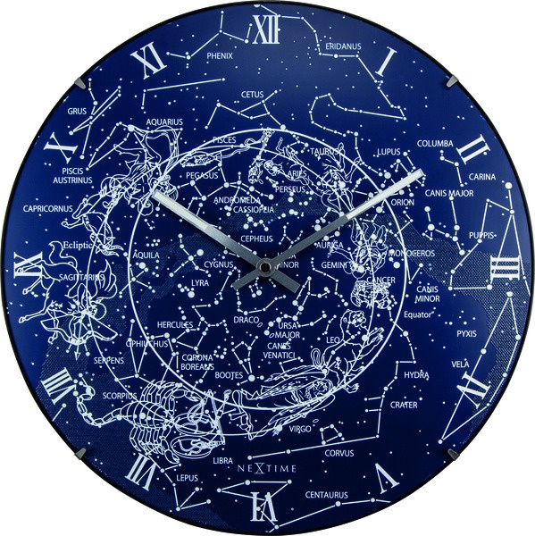NeXtime NE-3165 -seinäkello, halkaisija 35 cm, kupera lasi, 'Linnunradan kupoli'