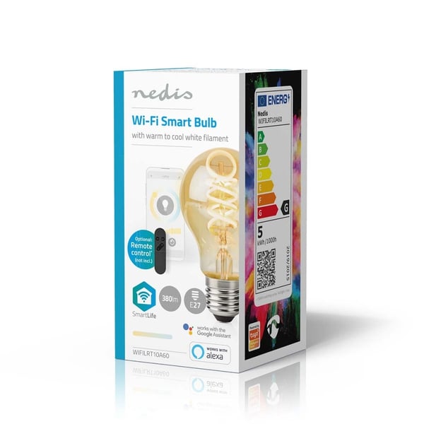 Nedis WIFILRT10A60 Smartlife LED-glødelampe Wi-Fi E27 360 Lm 4,9 W Varm til kold hvid 1800 - 6500 K Glas Android™/iOS-pære