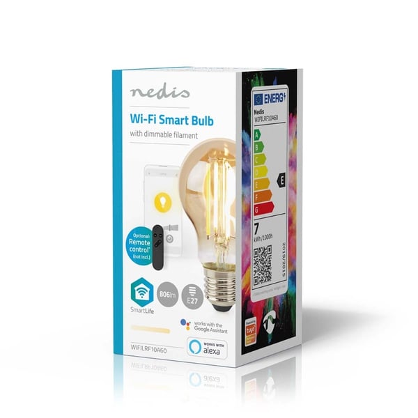 Nedis WIFILRF10A60 Smartlife LED-glødelampe Wi-Fi E27 806 Lm 7 W Varm hvid Glas Android™ / iOS Pære