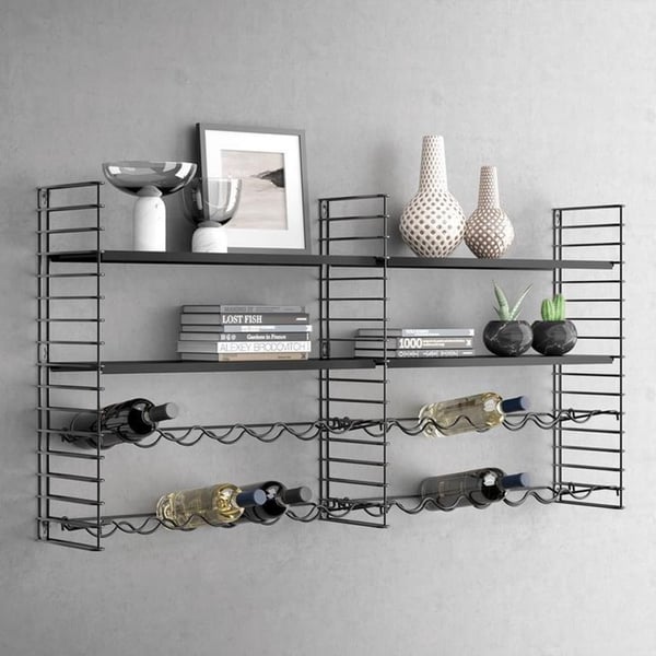 Metaltex-viiniteline 25x3x68 cm musta