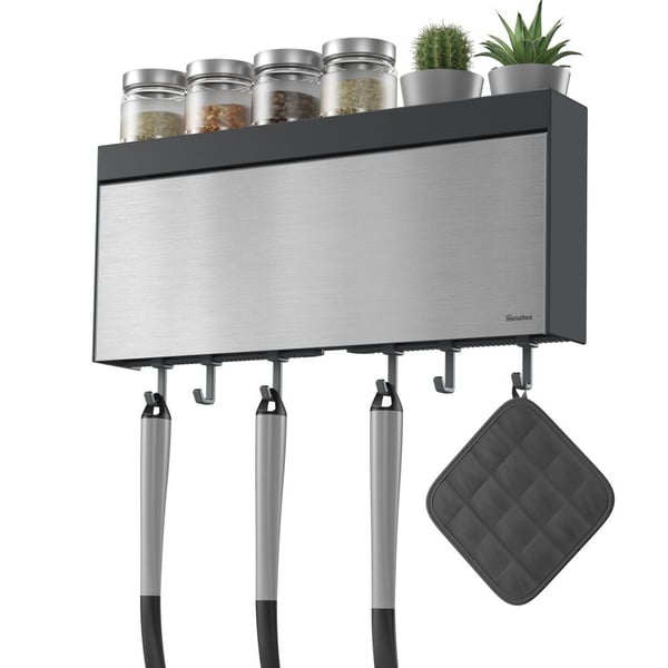 Metaltex Kitchen Helpers Tango køkkenrulleholder med skærehjælp 38x6x17 cm rustfrit stål/grå