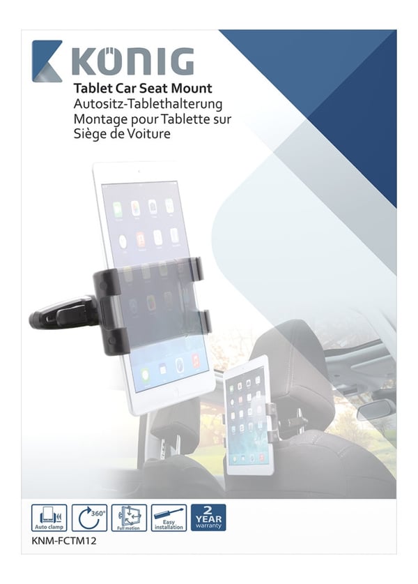 König KNM-FCTM12 Tablet Bilholder 360° Drejelig og Vipbar 0,7 kg